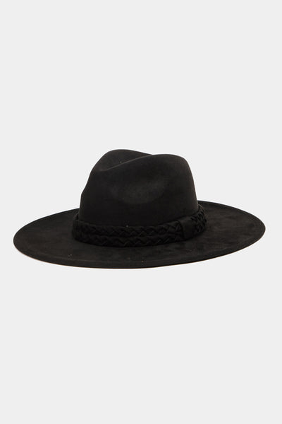 Braided Beauty Brim Detailing Fedora Hat (Assorted Colors)