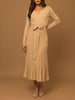 Kellie Long Sleeve Sweater Dress with Wrap in Nude