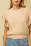 RUFFLE ME SWEATER TOP WITH SHORT SLEEVES BLUSH