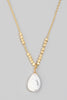 Teardrop & Bead White Marble Pendant Necklace
