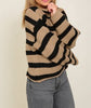 Cozy Camel Boat Neck Striped Sweater