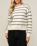 Frosty Stripes 3D Sweater in Black/Ivory