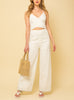 Allure Front Criss Cross Front Back Smocked Ivory Jumpsuit