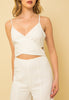 Allure Front Criss Cross Front Back Smocked Ivory Jumpsuit