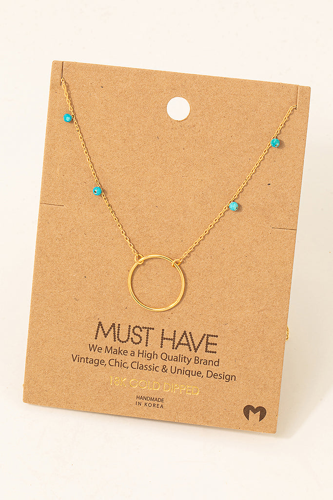 Hoop Charm Beaded Necklace (Assorted)