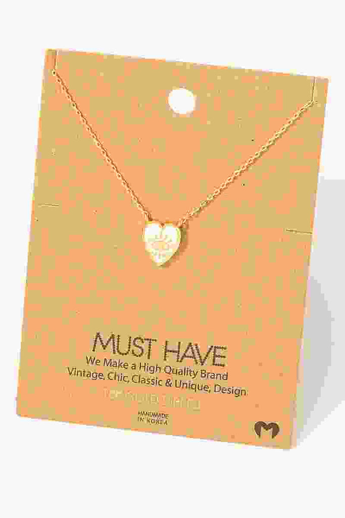 White Heart Eye Necklace in Gold