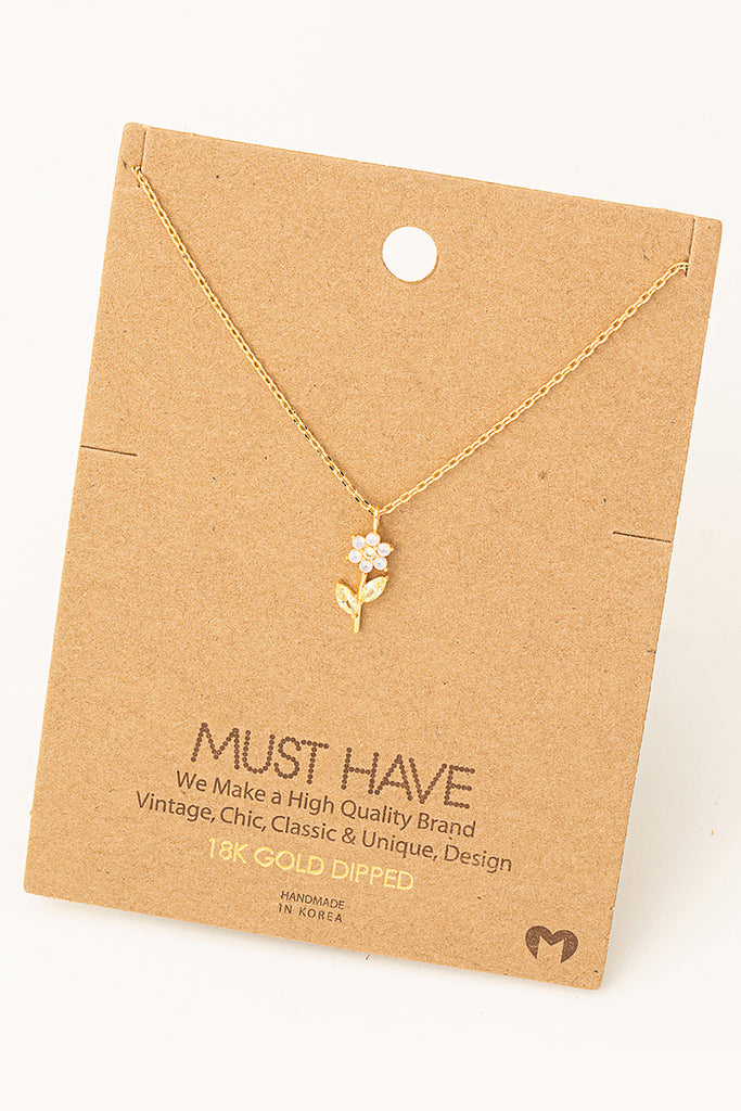 Dainty Colorful Single Flower Necklace in Gold (Assorted)