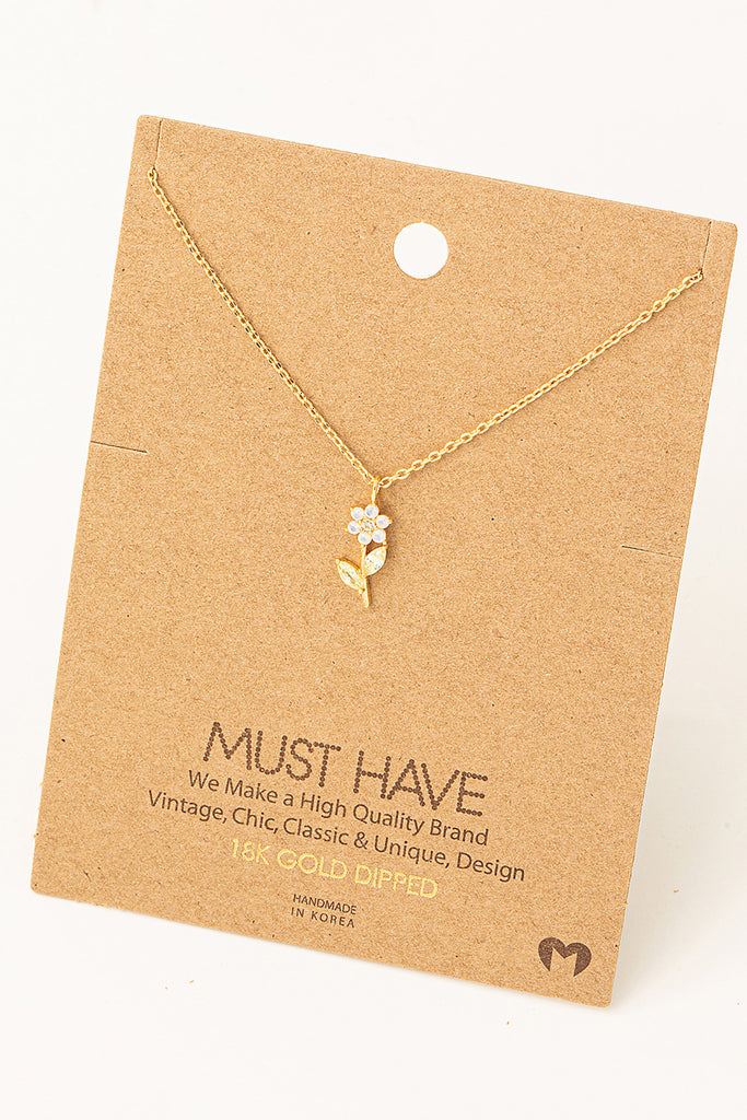 Dainty Colorful Single Flower Necklace in Gold (Assorted)
