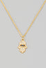 Pave Hamsa Rhinestone Hand Pendant Necklace in Gold