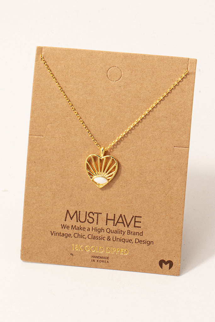 Intricate Heart with Oval Opal Necklace (Assorted)