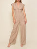 Safari Chic Short Sleeve Striped Jumpsuit