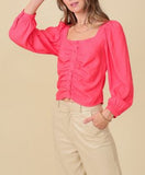 Blooming Rose Square Neck Button Down Blouse