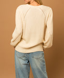 Nadia Long Sleeve Knit Sweater Top in Cream