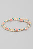 FLOWER SEED BEAD DOUBLE ROW GOLD BRACELET BLUE AND PINK