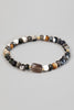 Semi Precious Black Stone Stretched Bead Bracelet in Gold