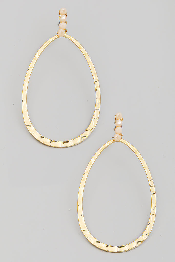 Teardrop Earrings in Gold with Stone Accents