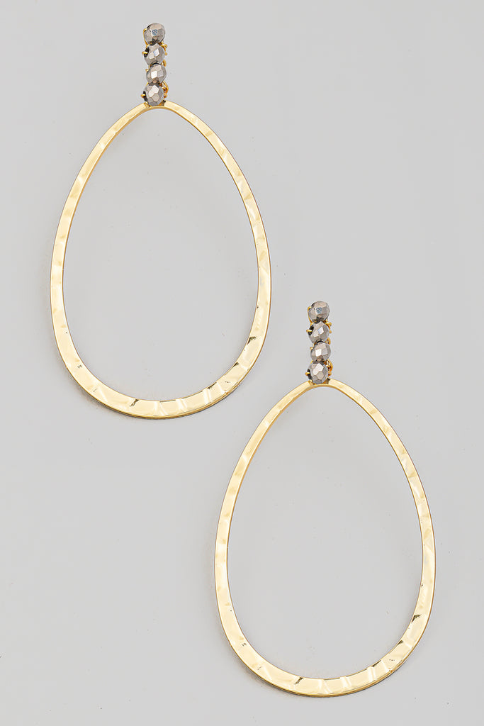 Teardrop Earrings in Gold with Stone Accents