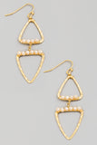 Double Triangle Earrings in Gold with Stone Accents