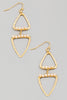 Double Triangle Earrings in Gold with Stone Accents