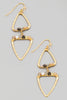 Double Triangle Earrings in Gold with Stone Accents