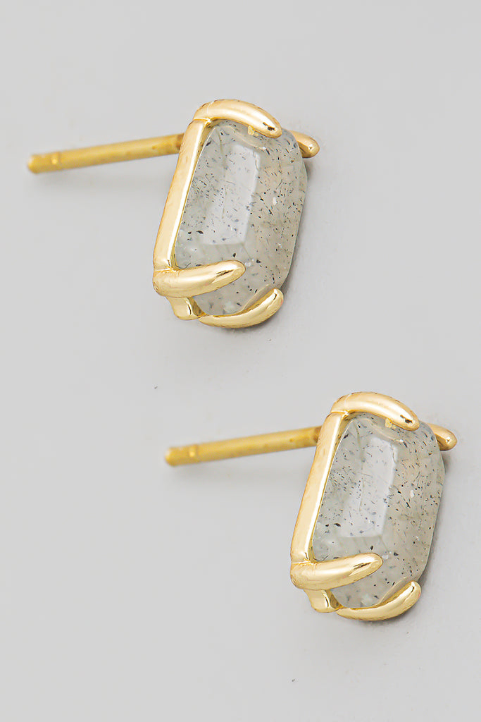 Stone Semi Precious Stud Earrings (Various Colors)