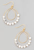 Double Teardrop White Marble Beaded Earrings in Gold