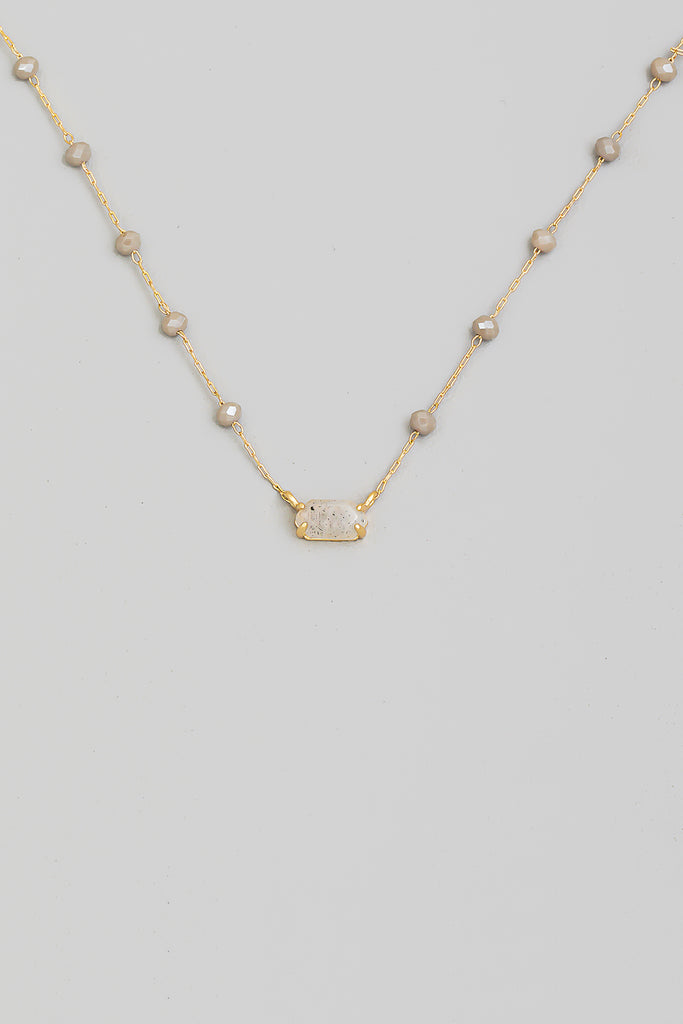 Small but Cute Stone Beaded Necklace in Gold