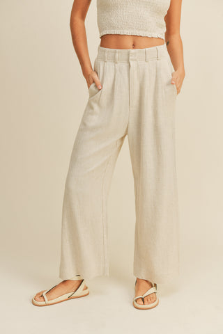 James Linen Wide Leg Trouser In Black