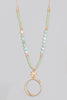 Long Beaded and Circle Pendant Necklace in Gold (Assorted Colors)