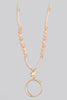 Long Beaded and Circle Pendant Necklace in Gold (Assorted Colors)