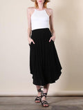 Evie Flowy Crepe Maxi Skirt With Smocked Waistband In Black