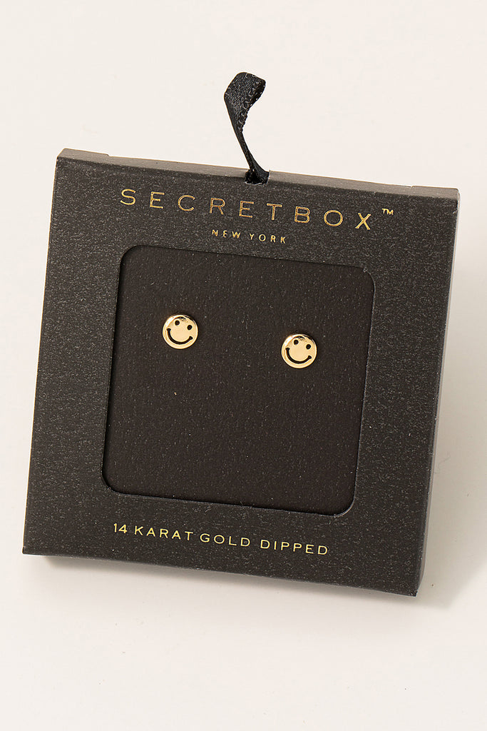 Smiley Face Stud Earrings (Silver/Gold)
