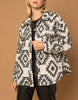Tessa Aztec Print Shacket in Black and Cream