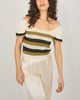 Flirty Knit Off the Shoulder Striped Crochet Top