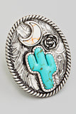 Western Cactus Moon Statement Silver Ring