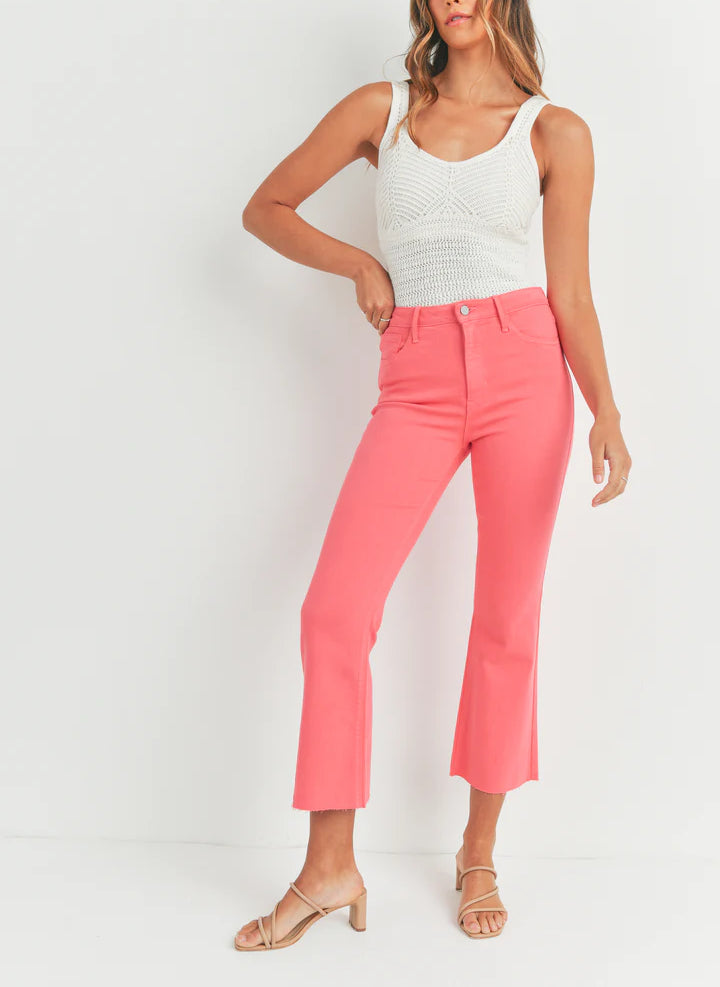 The Cropped Demi Flare Pants In Hot Pink