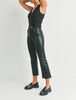 Edgy Flare Cropped Black Leather Pants