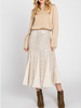 The Pearl Sequin Godet Contrast Midi Skirt in Champagne