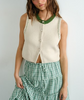 Nature Knit Contrast Stitch Sweater Vest Top