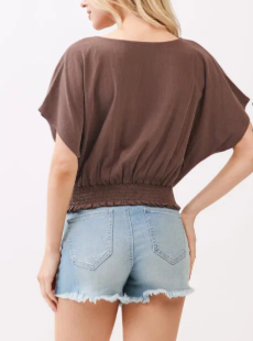 Quinn Smocked Button Front Crop Top