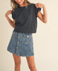 The Ultimate Crop Cuffed Sleeve Top in Vintage Black