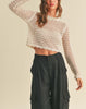 Island Time Crochet Long Sleeve Top in Cream
