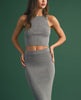 Misty Metallic Sweater Knit Maxi Skirt in Silver