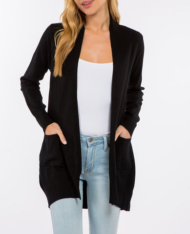 As you Are Button Knit Cardigan in Black