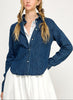 Coastal Wash Soft Semi Fitted Cropped Denim Shirts (Assorted)