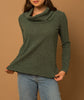 Knitted Dreams Rolled Cowl Neck Sweater in Olive