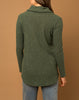 Knitted Dreams Rolled Cowl Neck Sweater in Olive