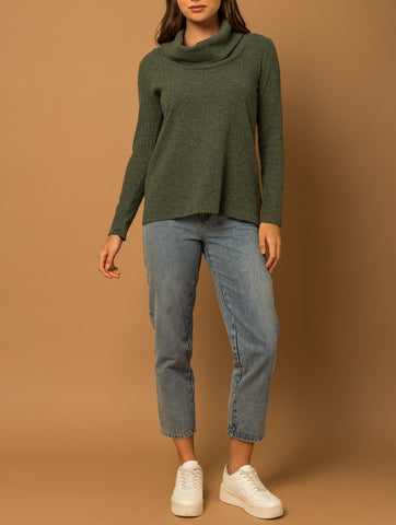 Desert Rose Multicolor Pullover Sweater with Puffed Sleeves