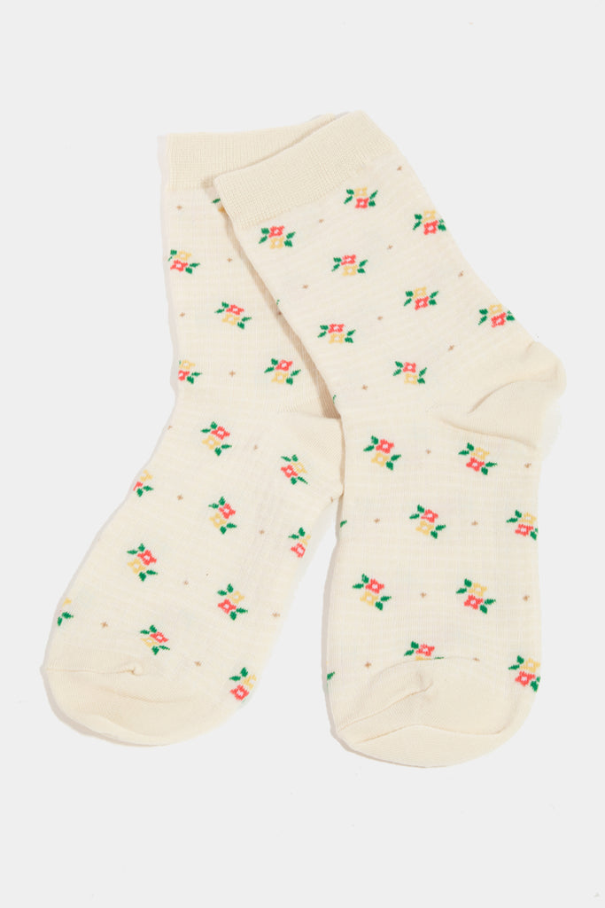 Embroidery Ankle Socks with Stylish Prints (Various Colors)