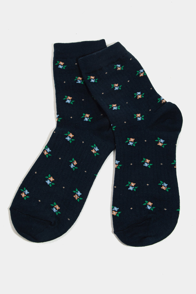 Embroidery Ankle Socks with Stylish Prints (Various Colors)